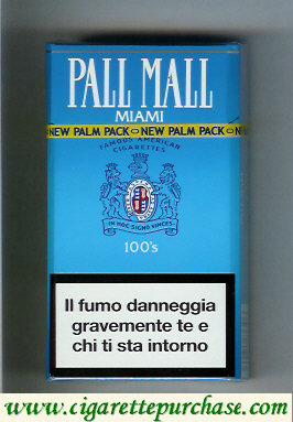 Pall Mall Famous American Cigarettes Miami 100s cigarettes hard box